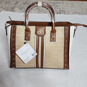 Adrienne Vittadini Women's Capri Collection Satchel Bag NC3 Natural/Bone OS